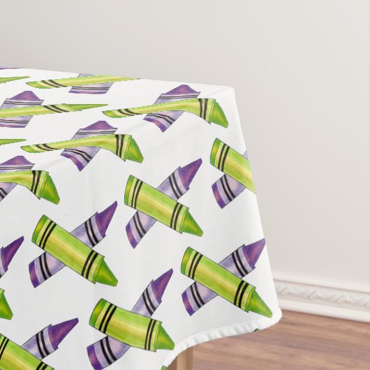 Lila grüner Crayon Art versorgt Lehrer Künstler Tischdecke (Beispiel)