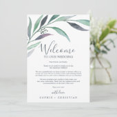 Lila grüner Eukalyptus Begrüßungsbrief und Reisebe (Stehend Vorderseite)