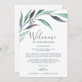 Lila grüner Eukalyptus Begrüßungsbrief und Reisebe (Vorne/Hinten)