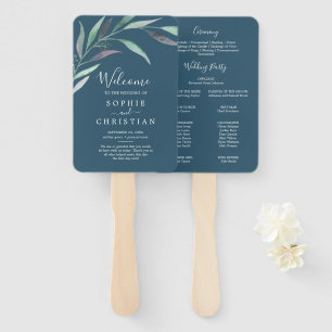 Lila-grüner Eukalyptus Blue Wedding Program Fan Fächer