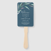 Lila-grüner Eukalyptus | Blue Wedding Program Fan Fächer (Vorderseite)