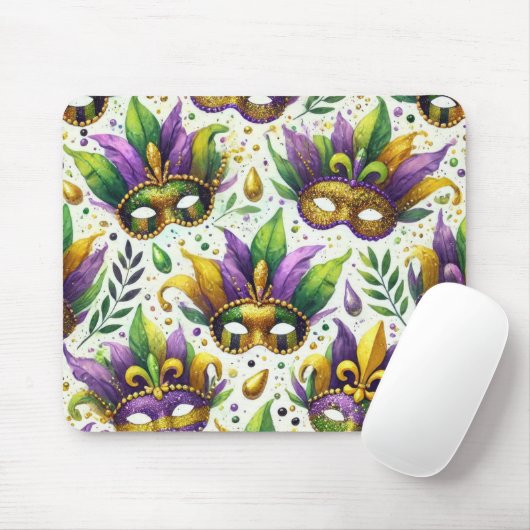 LILA GRÜNER GOLD GLITZER SEHEN MARDI GRAS MASKS MOUSEPAD (Mit Mouse)