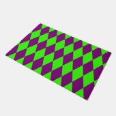 Lila Grüner Harlekin Kariertes Design  Fußmatte (Schrägansicht)