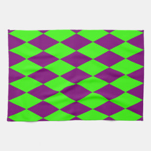 Lila Grüner Harlekin Karo-Design  Geschirrtuch