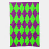 Lila Grüner Harlekin Karo-Design  Geschirrtuch (Vertikal)