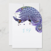 Lila grüner Kupfer Blue Peacock Feaather Einladung (Rückseite)