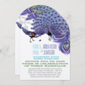 Lila grüner Kupfer Blue Peacock Feaather Einladung (Vorne/Hinten)