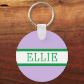 Lila, grüner Preppy-Personalisiert-Backpacker Schlüsselanhänger (Vorderseite)