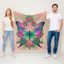 Lila grüner Schmetterling in Pink Fleecedecke