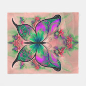 Lila grüner Schmetterling in Pink Fleecedecke (Vorderseite (Horizontal))