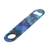 Lila grüner schwarzer Flaschenöffner (Rückseite Schrägansicht)