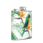 Lila Grüner und Orangenpapagei und Blume Flachmann (Rechts)