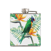 Lila Grüner und Orangenpapagei und Blume Flachmann (Rückseite)