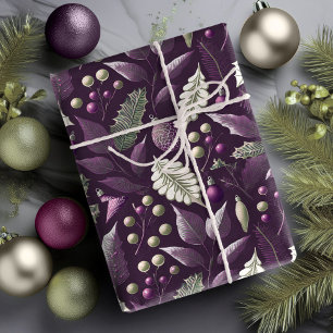 Lila Grüner Weihnachtsmuster#18 ID1009 Geschenkpapier