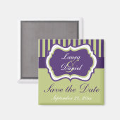 Lila, grüner, weißer Damast Speichern Sie das Datu Magnet (Vorderseite/Rückseite)