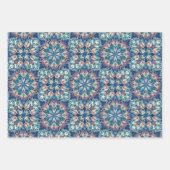 Lila, grünes, blaues, lachsfarbenes und gelbes Fli Geschenkpapier Set (Vorderseite)