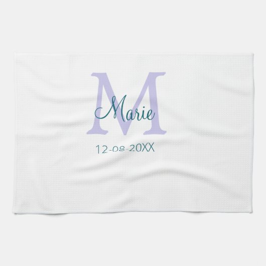 lila grünes Datum Geschirrtuch (Horizontal)