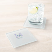 lila grünes Datum Glasuntersetzer (Schrägansicht)