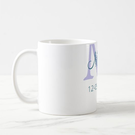 lila grünes Datum Kaffeetasse (Links)