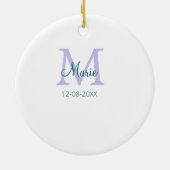 lila grünes Datum Keramik Ornament (Hinten)