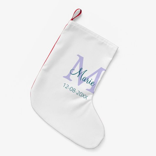 lila grünes Datum Kleiner Weihnachtsstrumpf (Vorderansicht (hängend))