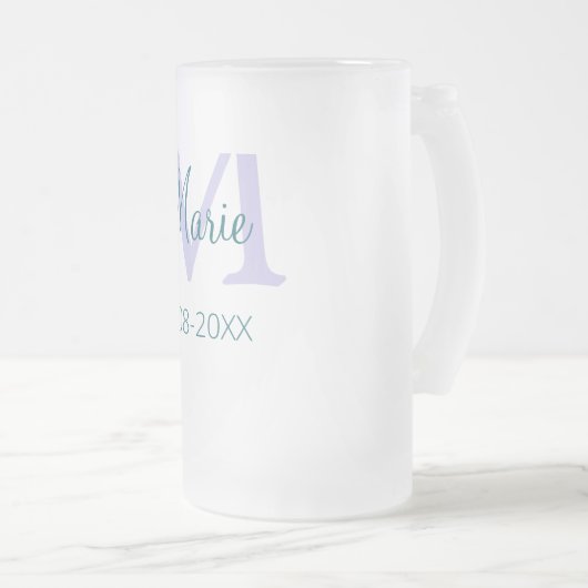 lila grünes Datum Mattglas Bierglas (VorderseiteRechts)