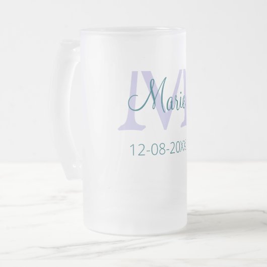 lila grünes Datum Mattglas Bierglas (Vorderseite Links)