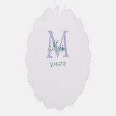 lila grünes Datum Ornament Karte (Rechts)