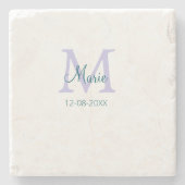 lila grünes Datum Steinuntersetzer (Vorderseite)