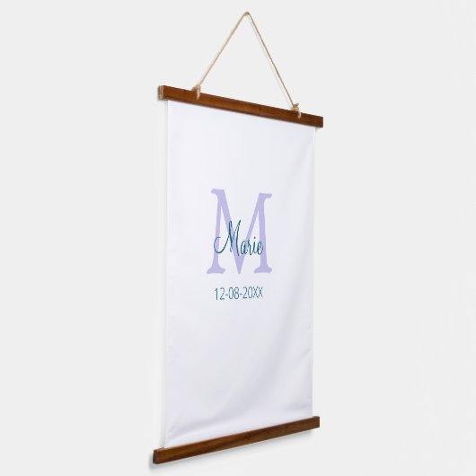 lila grünes Datum Wandteppich Mit Holzrahmen (Gewinkelt)