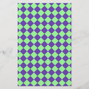 Lila grünes Diamant-Harlekin-Karuomuster Briefpapier