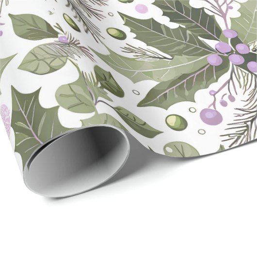 Lila grünes Muster#17 ID1009 Geschenkpapier (Rolleneckpunkt)