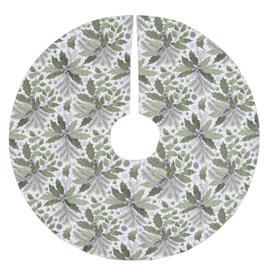 Lila grünes Muster#17 ID1009 Polyester Weihnachtsbaumdecke (Vorderseite)