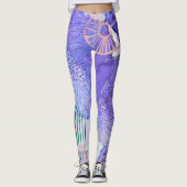 Lila grünes Rosa, Abstrakte Blumenart Leggings (Vorderseite)