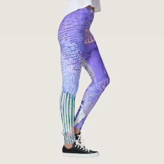 Lila grünes Rosa, Abstrakte Blumenart Leggings