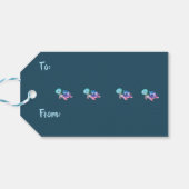 Lila grünes Rosa Blaue Mimma, Meeresschildkröte Geschenkanhänger (Rückseite Horizontal)