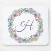 Lila grünes Rosa Mit Monogramm Mousepad (Vorne)