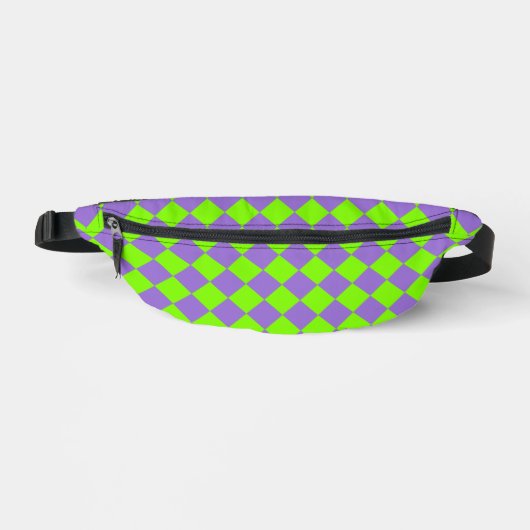 Lila grünes Schachbrett Diamantmuster Bauchtasche (Vorderseite)