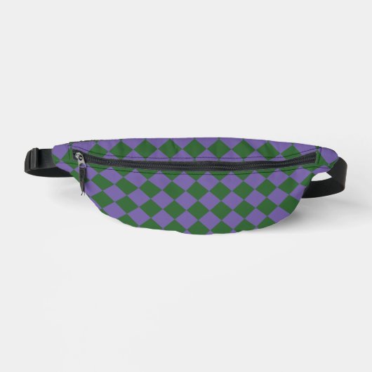 Lila grünes Schachbrett Diamantmuster Bauchtasche (Vorderseite)