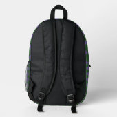 Lila grünes Schachbrett Diamantmuster Bedruckter Rucksack (Rückseite)