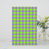 Lila grünes Schachbrett Diamantmuster Briefpapier (Stehend Vorderseite)