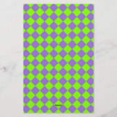 Lila grünes Schachbrett Diamantmuster Briefpapier (Rückseite)