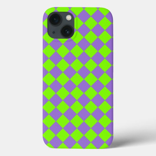 Lila grünes Schachbrett Diamantmuster Case-Mate iPhone Hülle (Rückseite)