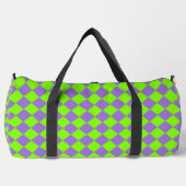 Lila grünes Schachbrett Diamantmuster Duffle Bag (Vorderseite)