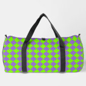Lila grünes Schachbrett Diamantmuster Duffle Bag (Rückseite)