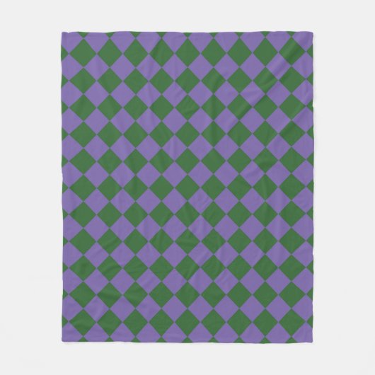 Lila grünes Schachbrett Diamantmuster Fleecedecke (Vorderseite)