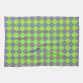 Lila grünes Schachbrett Diamantmuster Geschirrtuch (Horizontal)