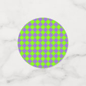 Lila grünes Schachbrett Diamantmuster Konfetti (Klein Vorderseite)