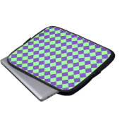 Lila grünes Schachbrett Diamantmuster Laptopschutzhülle (Vorne Knopf)