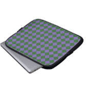 Lila grünes Schachbrett Diamantmuster Laptopschutzhülle (Vorne Knopf)
